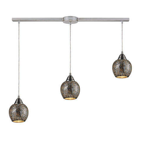 Fission 3 Light Pendant In Satin Nickel And Silver Glass