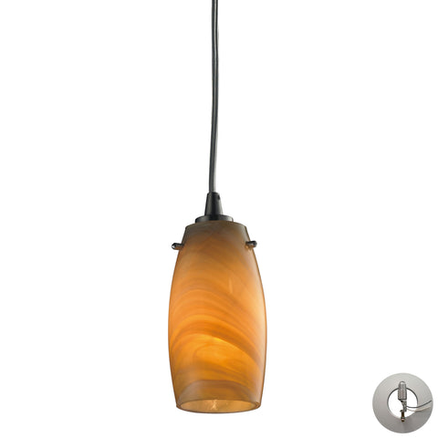 Favelita 1 Light Pendant In Satin Nickel And Honey Melon Glass - Includes Recessed Lighting Kit