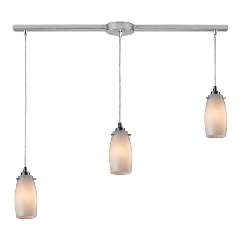Favelita 3 LED Light Pendant In Satin Nickel And Cocoa Glass