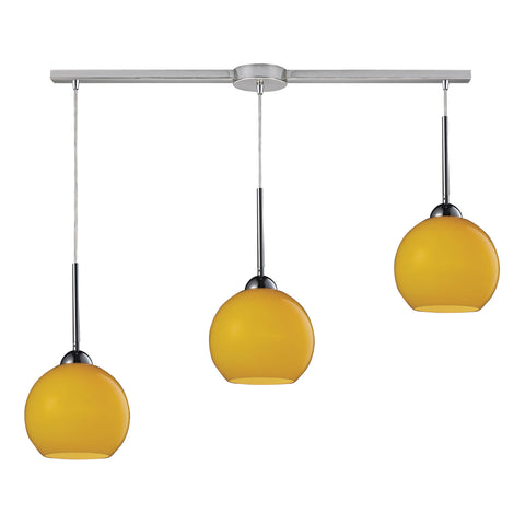 Cassandra 3 Light Pendant In Polished Chrome And Lemon Glass