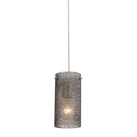 Ice Fragments 1 Light Pendant In Satin Nickel And Smoke Glass