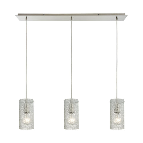 Ice Fragments 3 Light Linear Pendant In Satin Nickel