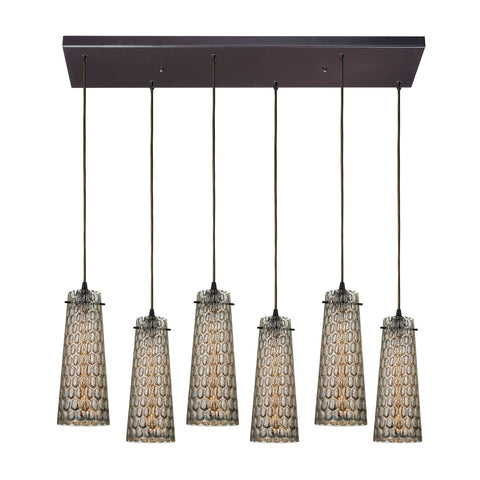 Jerard 6 Light Pendant In Oil Rubbed Bronze And Mercury Glass