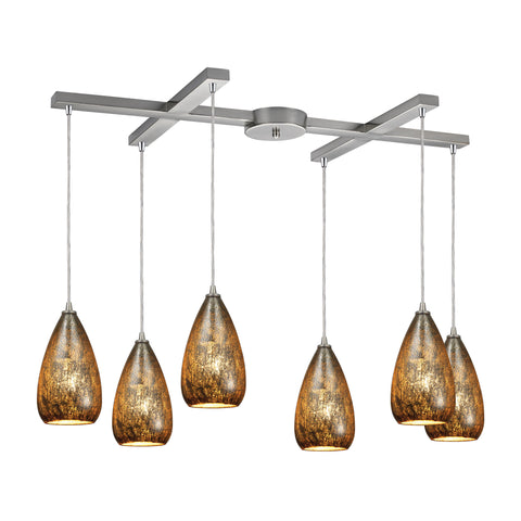 Karma 6 Light Pendant In Satin Nickel