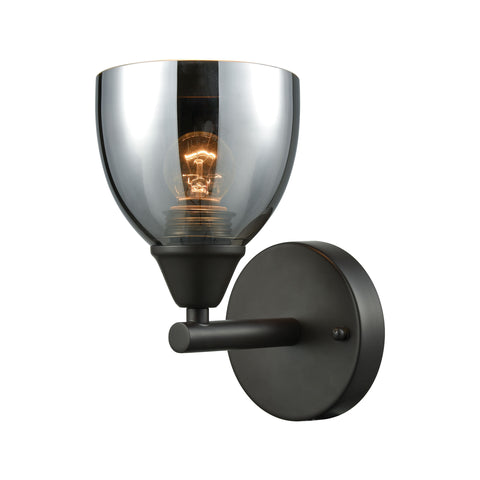 Reflections 1 Light Vanity In Oil Rubbed Bronze With Chrome Plated Glass