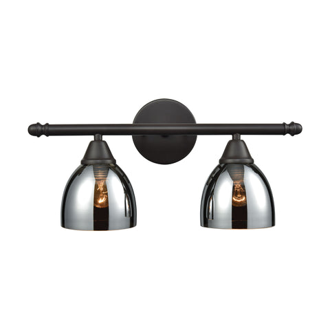 Reflections 2 Light Vanity In Oil Rubbed Bronze With Chrome Plated Glass
