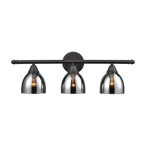 Reflections 3 Light Vanity In Oil Rubbed Bronze With Chrome Plated Glass