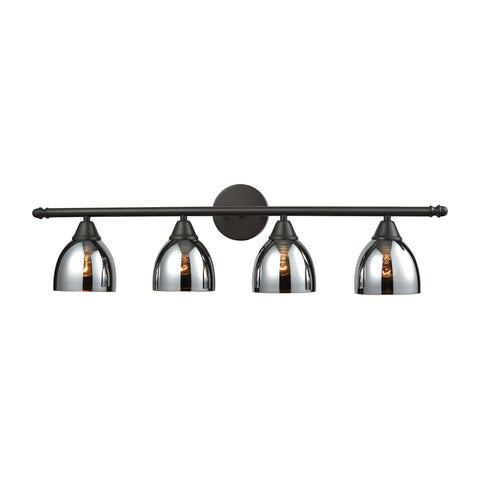 Reflections 4 Light Vanity In Oil Rubbed Bronze With Chrome Plated Glass