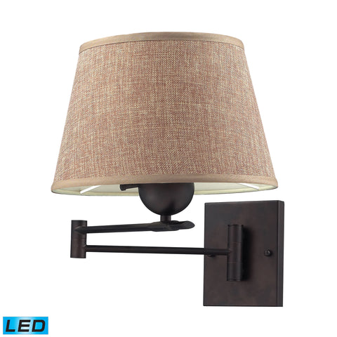 Swingarms 1 Light LED Swingarm Sconce In Aged Bronze With Tan Shade