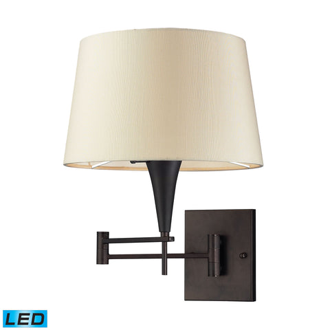 Swingarms 1 Light LED Swingarm Sconce In Aged Bronze With Beige Shade