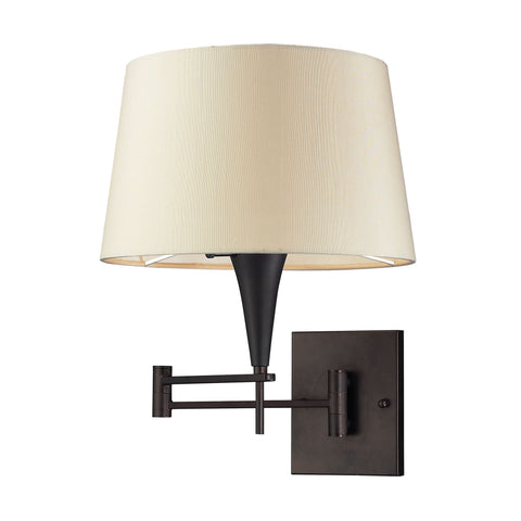 Swingarms 1 Light Swingarm Sconce In Aged Bronze With Beige Shade