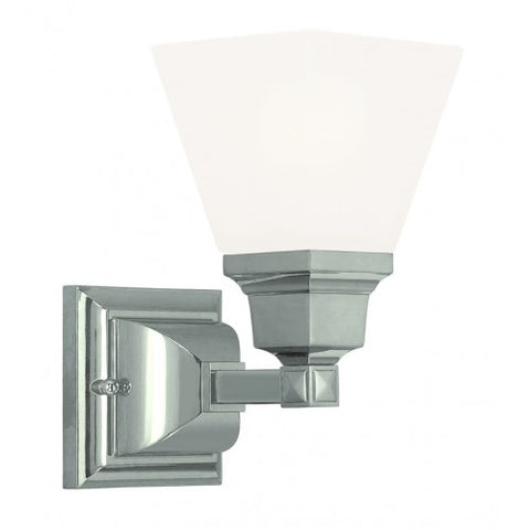 Livex Lighting Mission 1 Light Polished Nickel Wall Sconce