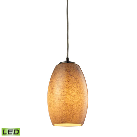 Andover 1 Light LED Pendant In Satin Nickel And Textured Beige Glass