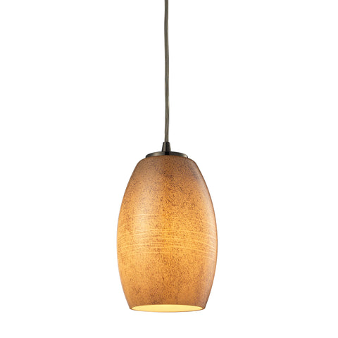Andover 1 Light Pendant In Satin Nickel And Textured Beige Glass