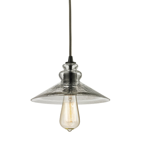 Hammered Glass 1 Light Pendant In Oil Rubbed Bronze