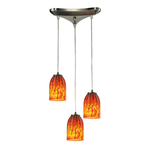 Caliente 3 Light Pendant In Satin Nickel