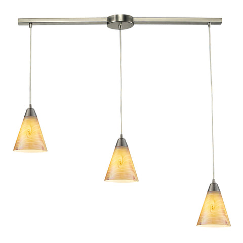 Magellan 3 Light Pendant In Satin Nickel