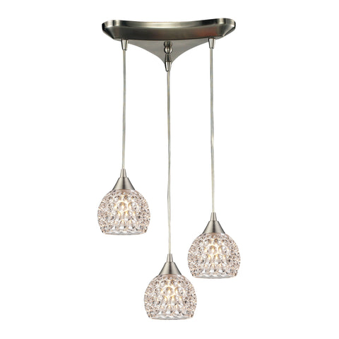 Kersey 3 Light Pendant In Satin Nickel