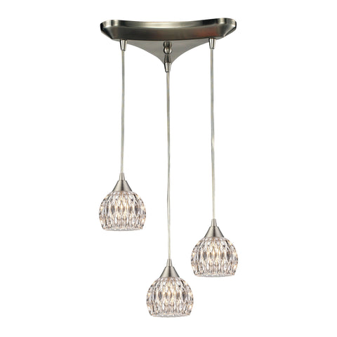 Kersey 3 Light Pendant In Satin Nickel