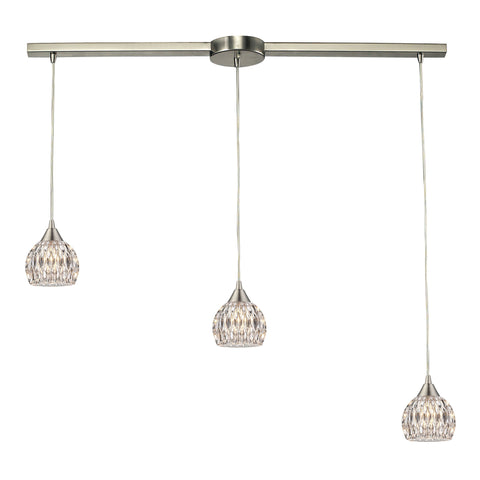 Kersey 3 Light Pendant In Satin Nickel