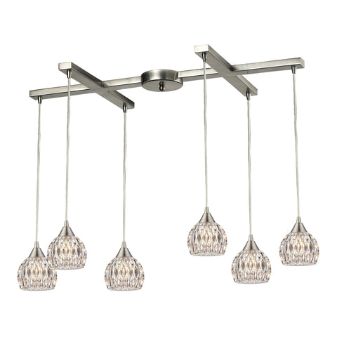 Kersey 6 Light Pendant In Satin Nickel
