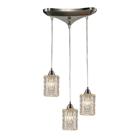 Kersey 3 Light Pendant In Satin Nickel