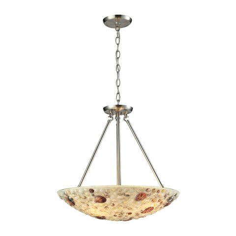 Shells 4 Light Pendant In Satin Nickel
