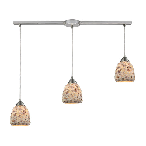 Shells 3 Light Pendant In Satin Nickel