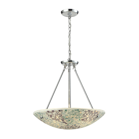 Glass Mosaic 4 Light Pendant In Satin Nickel