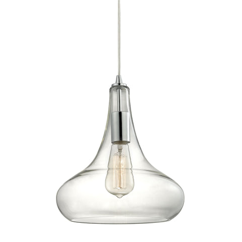 Orbital 1 Light Pendant In Polished Chrome And Clear Glass