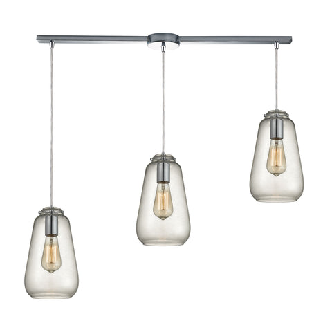 Orbital 3 Light Pendant In Polished Chrome And Clear Glass