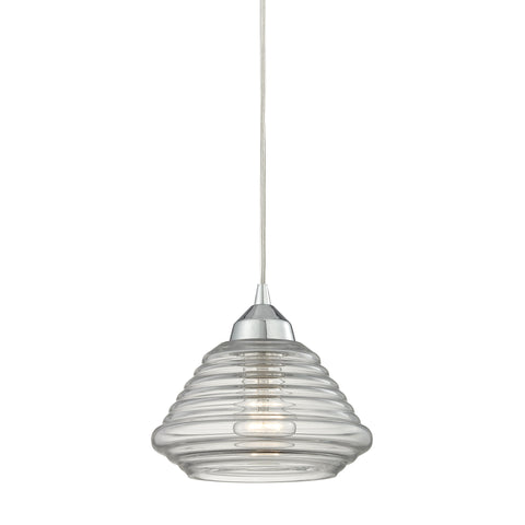 Orbital 1 Light Pendant In Polished Chrome And Clear Glass