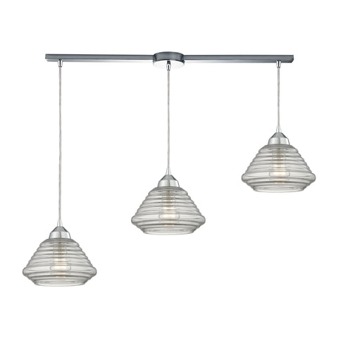 Orbital 3 Light Pendant In Polished Chrome And Clear Glass