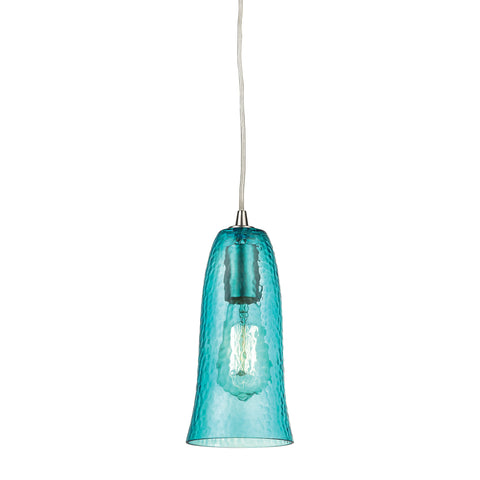 Hammered Glass 1 Light Pendant In Satin Nickel
