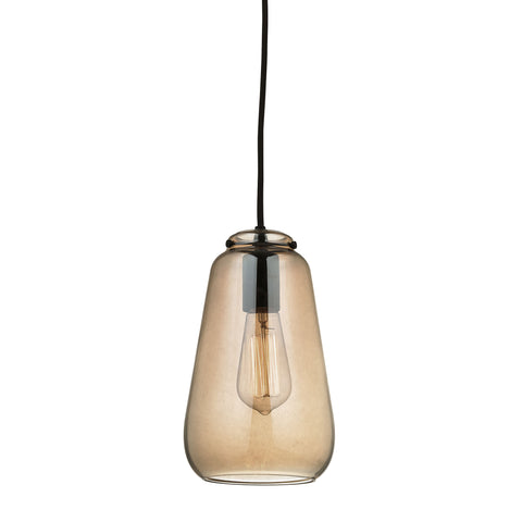 Orbital 1 Light Pendant In Oil Rubbed Bronze And Amber Teak Glass