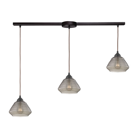 Orbital 3 Light Pendant In Oil Rubbed Bronze And Smoke Glass