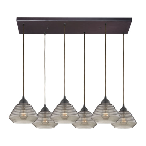 Orbital 6 Light Pendant In Oil Rubbed Bronze And Smoke Glass