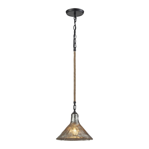 Hand Formed Glass 1 Light Pendant In Oil Rubbed Bronze