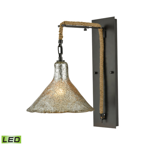 Hand Formed Glass 1 Light LED Wall Sconce In Oil Rubbed Bronze