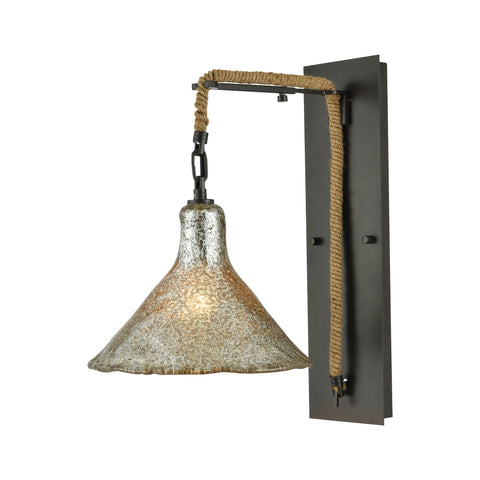 Hand Formed Glass 1 Light Wall Sconce In Oil Rubbed Bronze