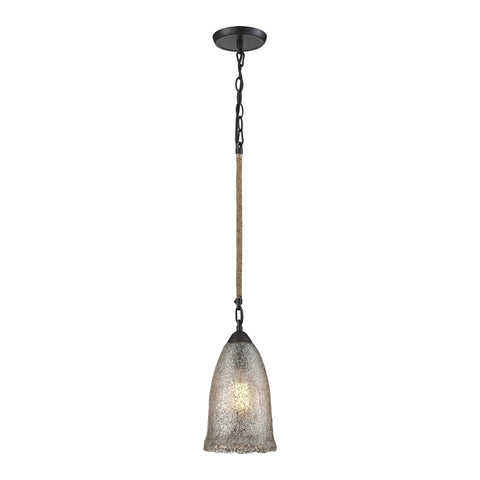Hand Formed Glass 1 Light Pendant In Oil Rubbed Bronze
