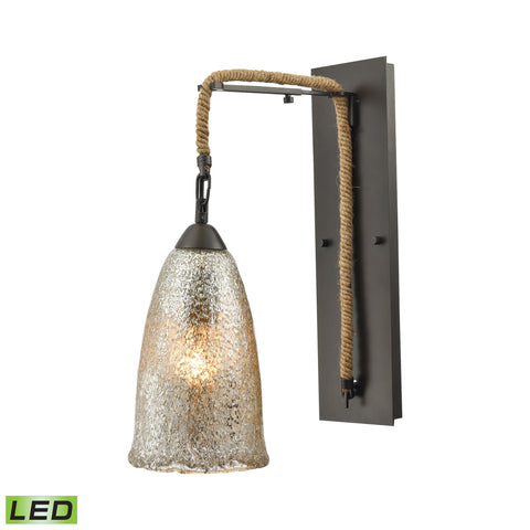 Hand Formed Glass 1 Light LED Wall Sconce In Oil Rubbed Bronze