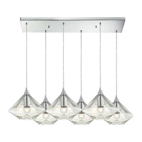 Geometrics 6 Light Pendant In Polished Chrome