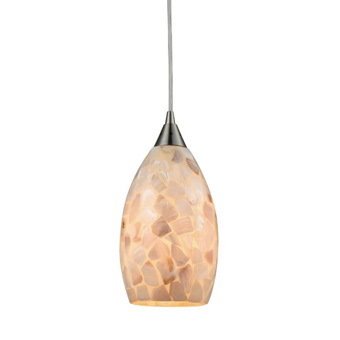 Capri 1 Light Pendant In Satin Nickel And Capiz Shell