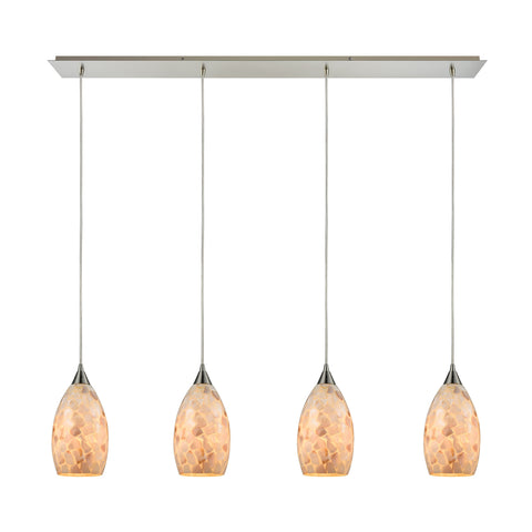 Capri 4 Light Pendant In Satin Nickel And Capiz Shell