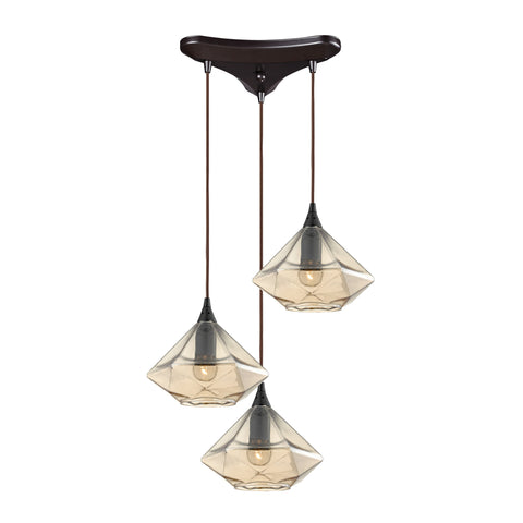 Geometrics 3 Light Pendant In Oil Rubbed Bronze