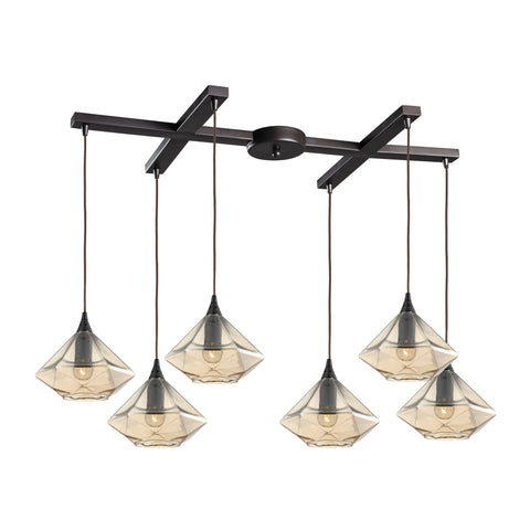 Geometrics 6 Light Pendant In Oil Rubbed Bronze