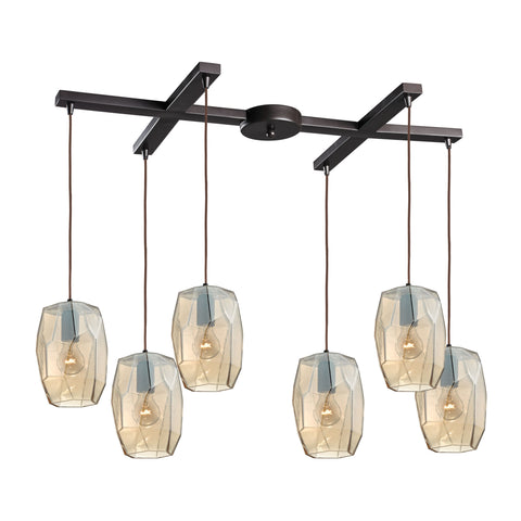 Geometrics 6 Light Pendant In Oil Rubbed Bronze