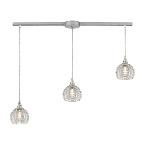 Kersey 3 Light Pendant In Satin Nickel