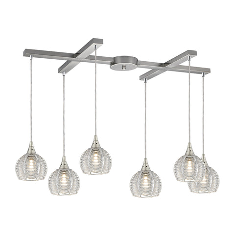Kersey 6 Light Pendant In Satin Nickel
